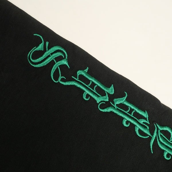 supreme ロンt ロンティ ブラック 黒 刺繍 old english Supreme シュプリーム 21SS Old English Collar Logo L/S Top