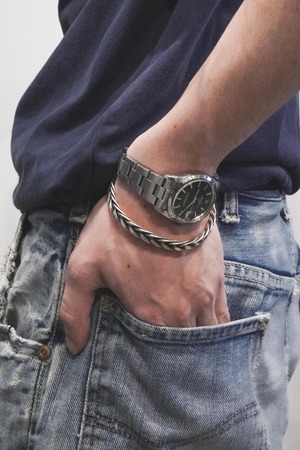 "Karen Silver" Hand-Braided Twist Bangle