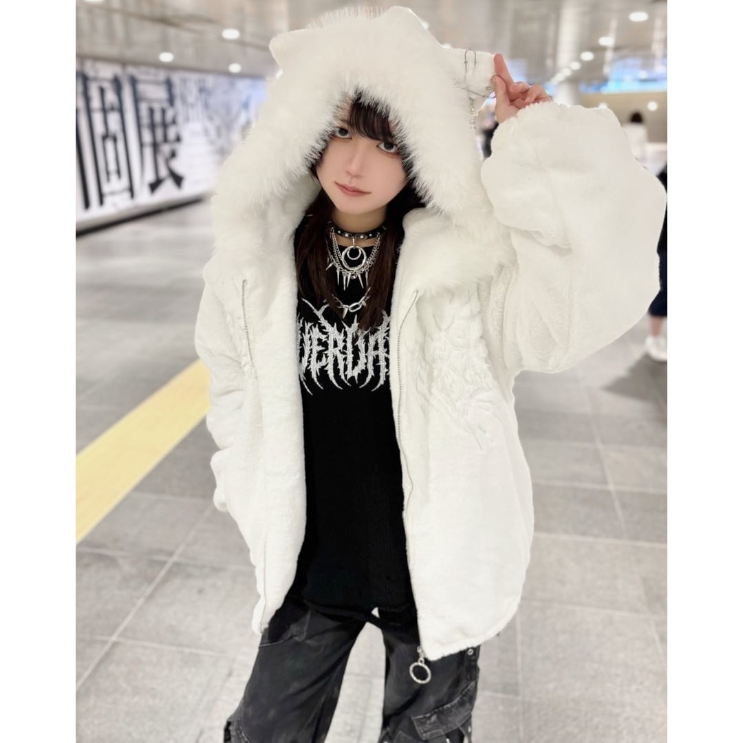 VOLCAN & APHRODITE 猫耳フード付きファーコート アウター人気No.1】ふわもこ ネコ耳ファーBIGブルゾン | VOLCAN&APHRODITE