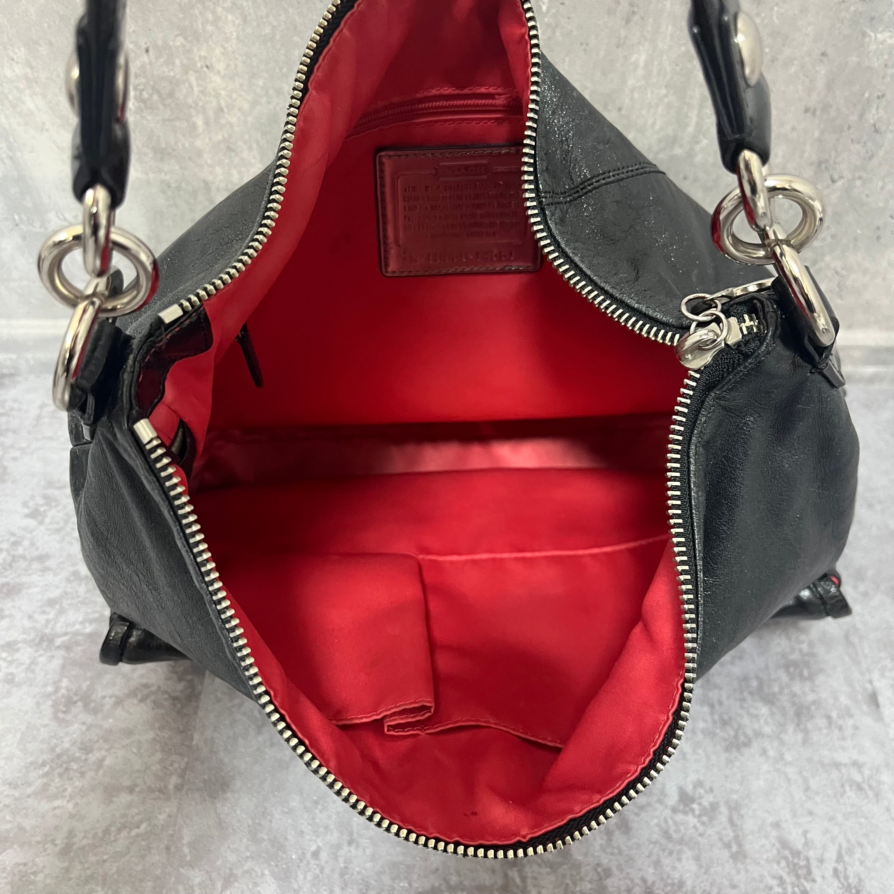 COACH】コーチ Y2K poppy ショルダーバッグ 黒 レザー 大容量 ポピー