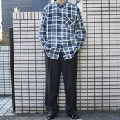 cotton light flannel check shirt blue