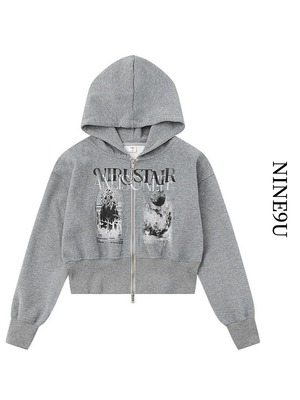 hoodie washed short parka 2color【NINE9586】