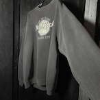 90s USA製　HARD ROCK CAFEスウェット　フェードブラック×シルバー刺繍　ヘビーオンス