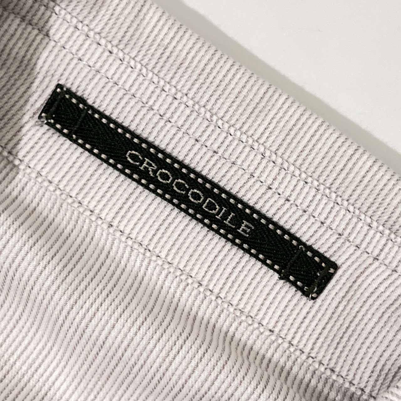 リネン混 Crocodile クロコダイル コットン シャツ ジャケット L/ライトグレー メンズ ビンテージ