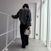 [タンクset]VネックニットPO/チャコールグレー