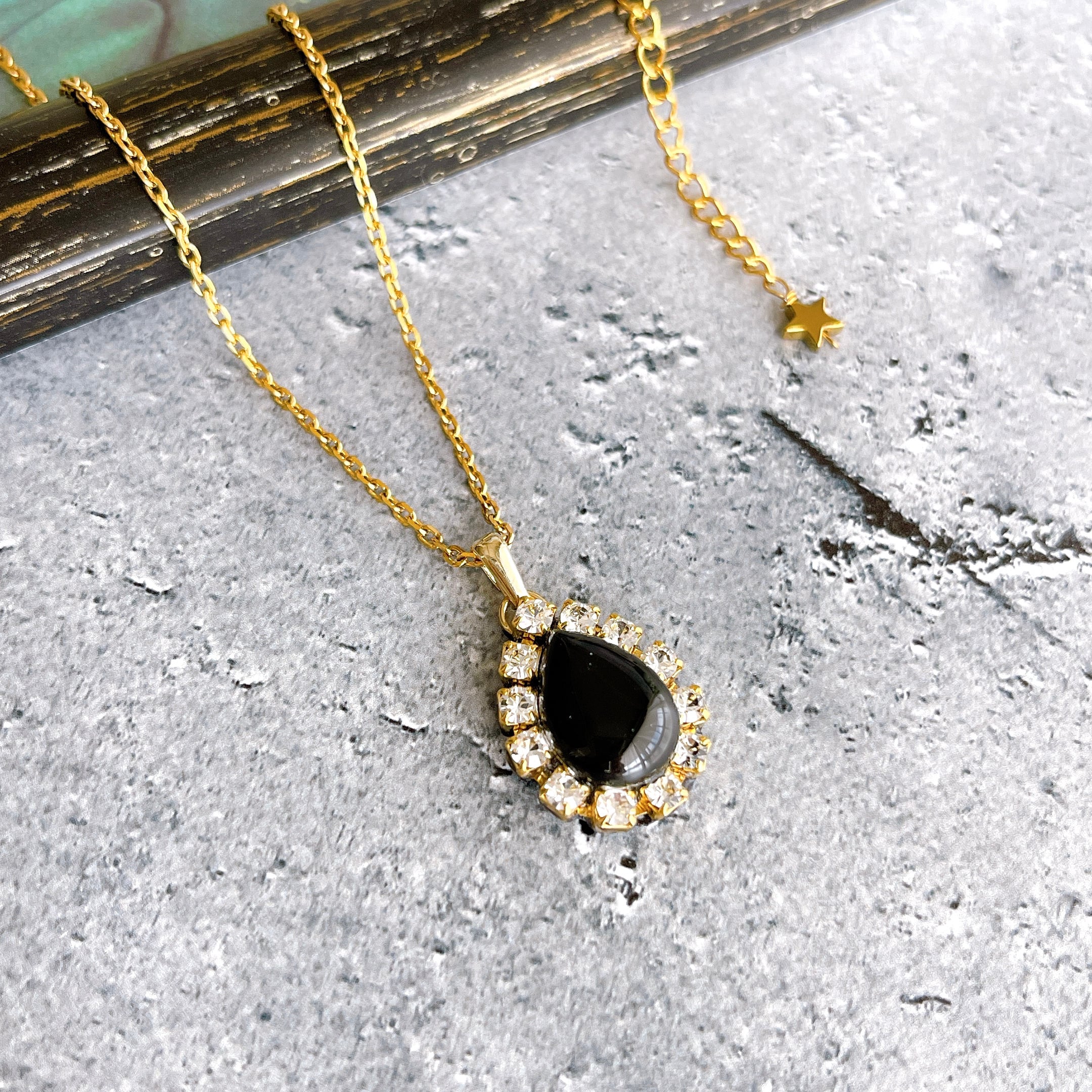 漆黒の宇宙✧モリオンお守りネックレス✧GALAXY✧サージカルステンレス