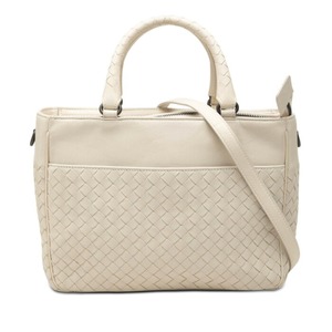 ボッテガヴェネタ イントレチャート ハンドバッグ ショルダーバッグ 2WAY アイボリー レザー レディース BOTTEGAVENETA 【中古】