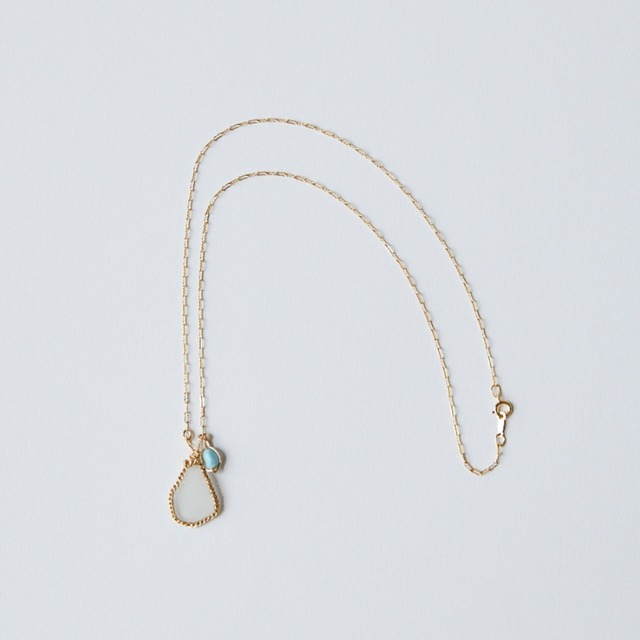Larimar/ラリマー シーグラスネックレス14kgf