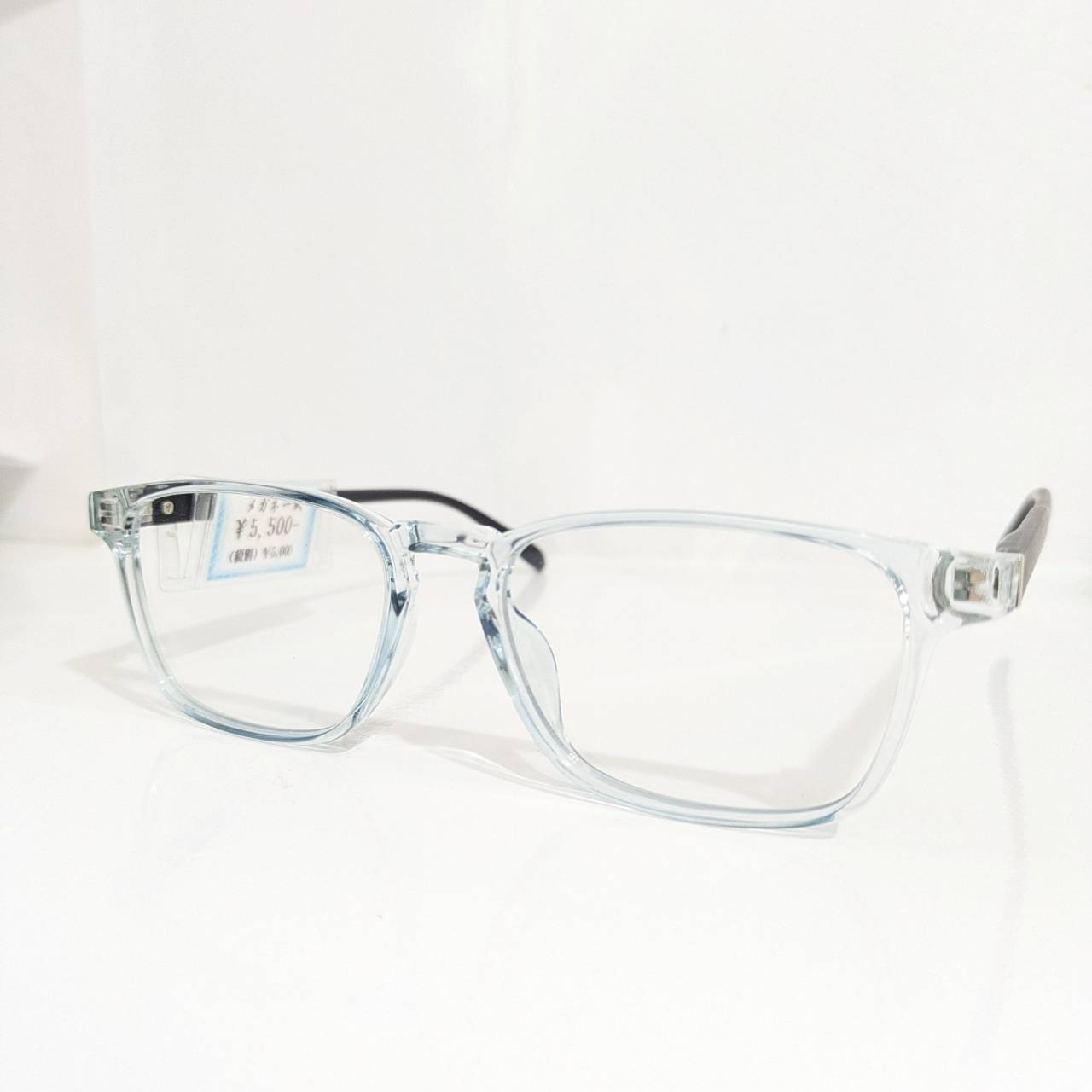 【NoName】スクエアセルフレーム クリアライトブルー