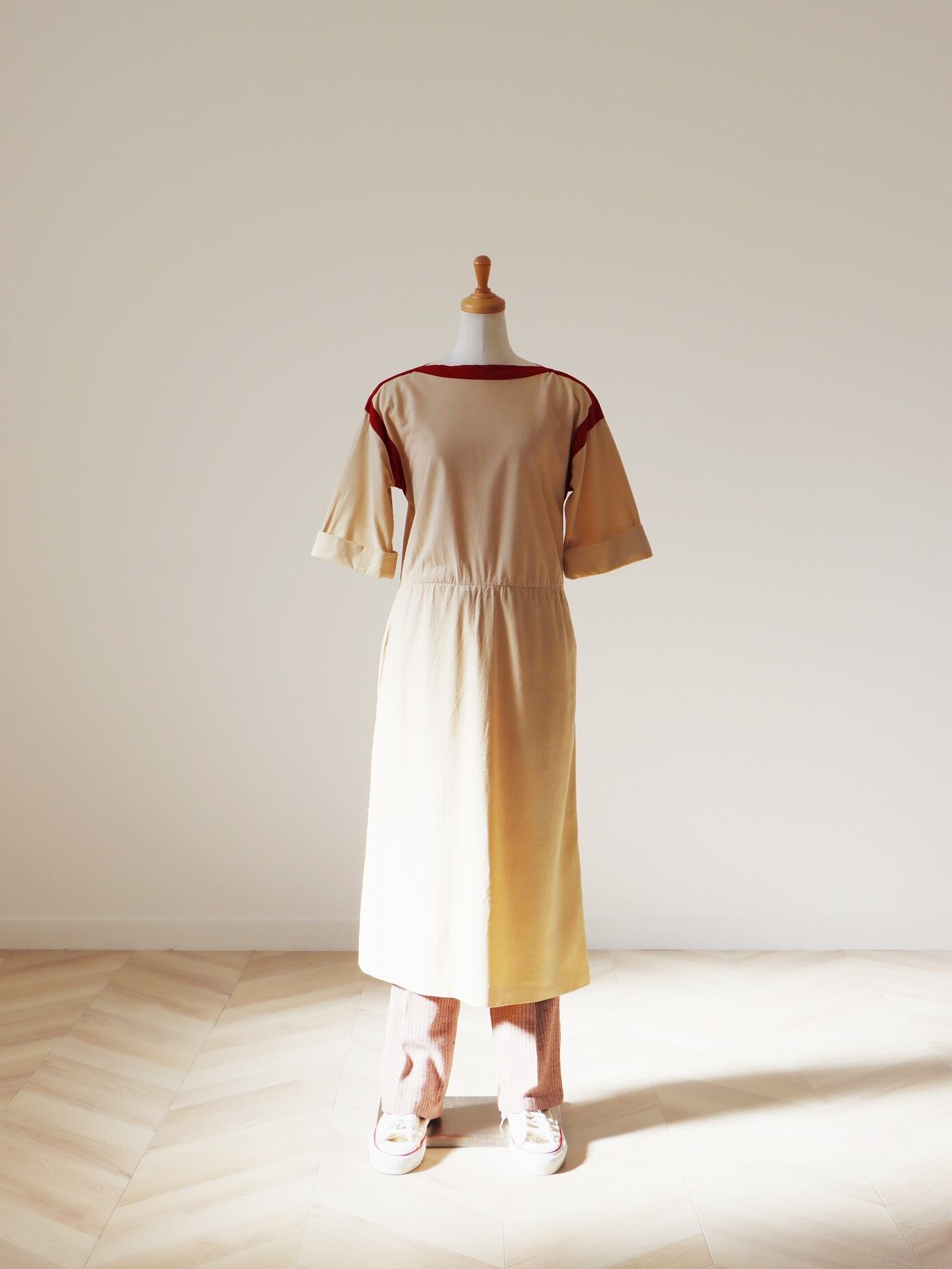 80-90s vintage pile fabric color design dress