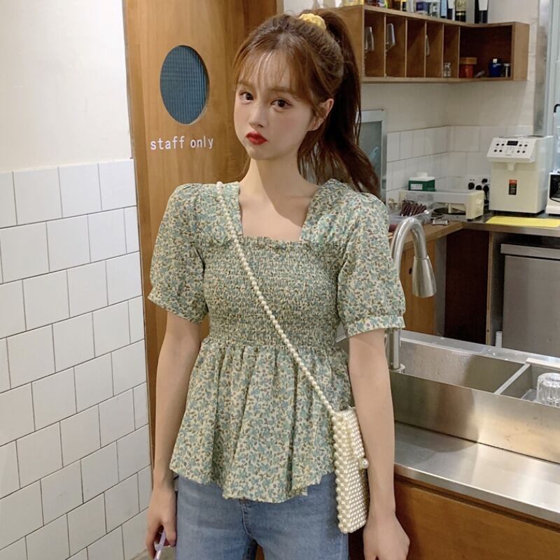2020年夏の新作レディースレトロ香港スタイルデザインセンスニッチレトロフローラル半袖シャツシャツシャツトレンド 1号婦人76379556086