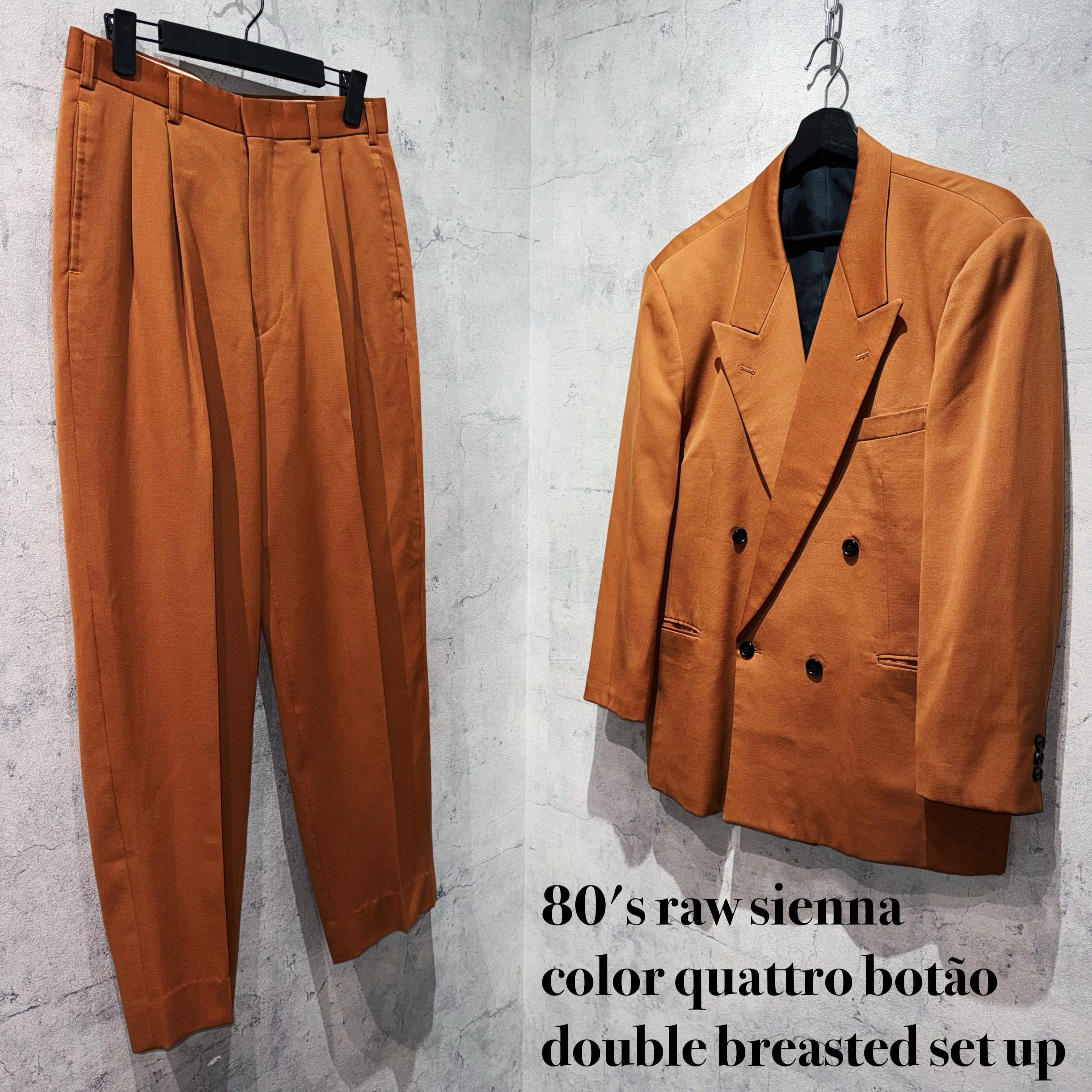 80's raw sienna color quattro botão double breasted set up
