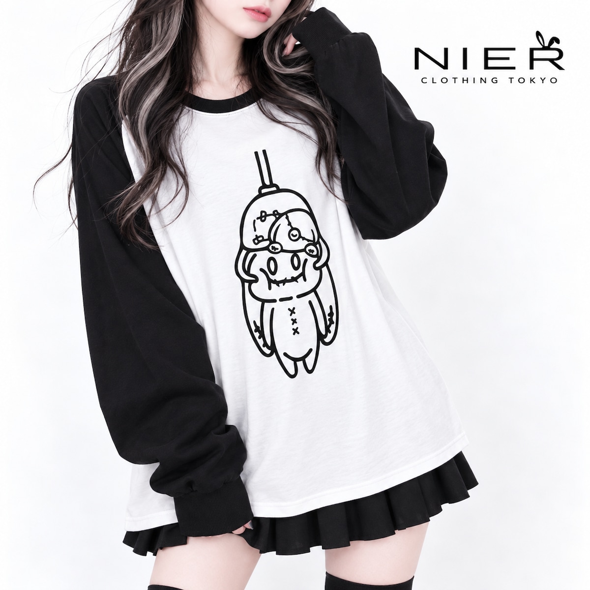 Wide Base Line Drawing 《BASE総合ショップランキング1位記念》綿100%ラグランロングカットソー【CATCHER】 | NIER CLOTHING