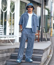 【#Re:room】STRIPE DENIM SHORT LENGTH SHIRTS［RES103］