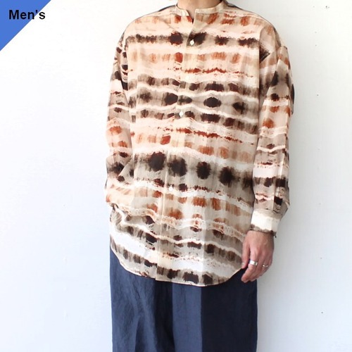 HAVERSACK バンドカラーシャツ Water color print Band collar shirt