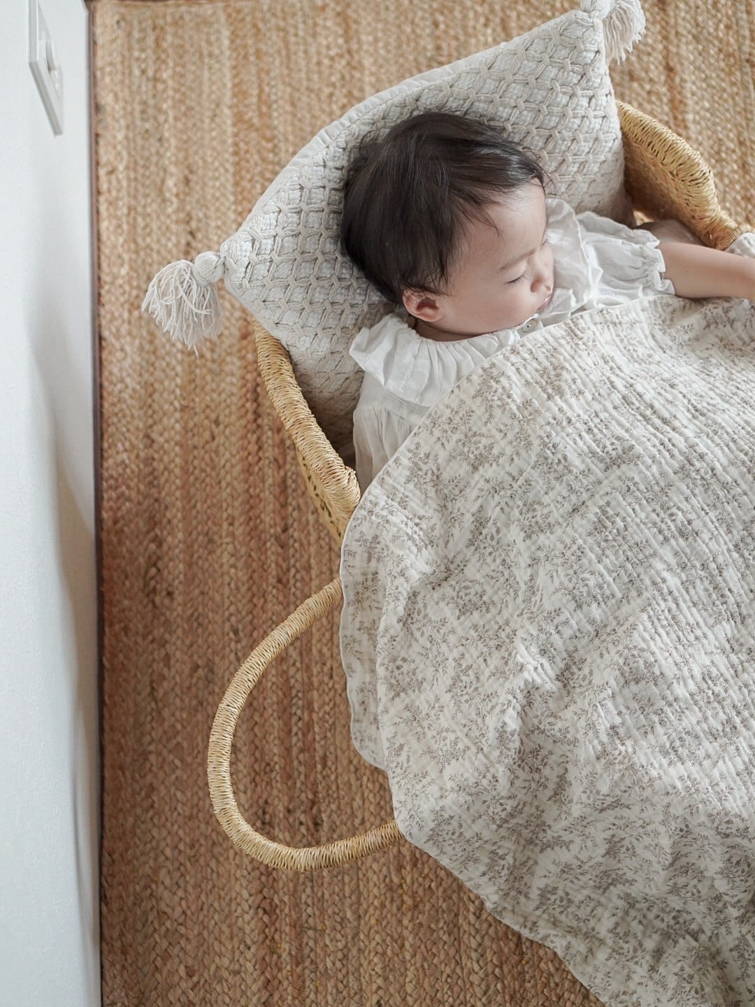 Sprinh gift set <frill pillow + floret blanket + floret purse set twin> ベビーピロー フリルピロー ベビー枕 ガーゼブランケット ガーゼケット 巾着ポーチ 出産祝い ギフトセット