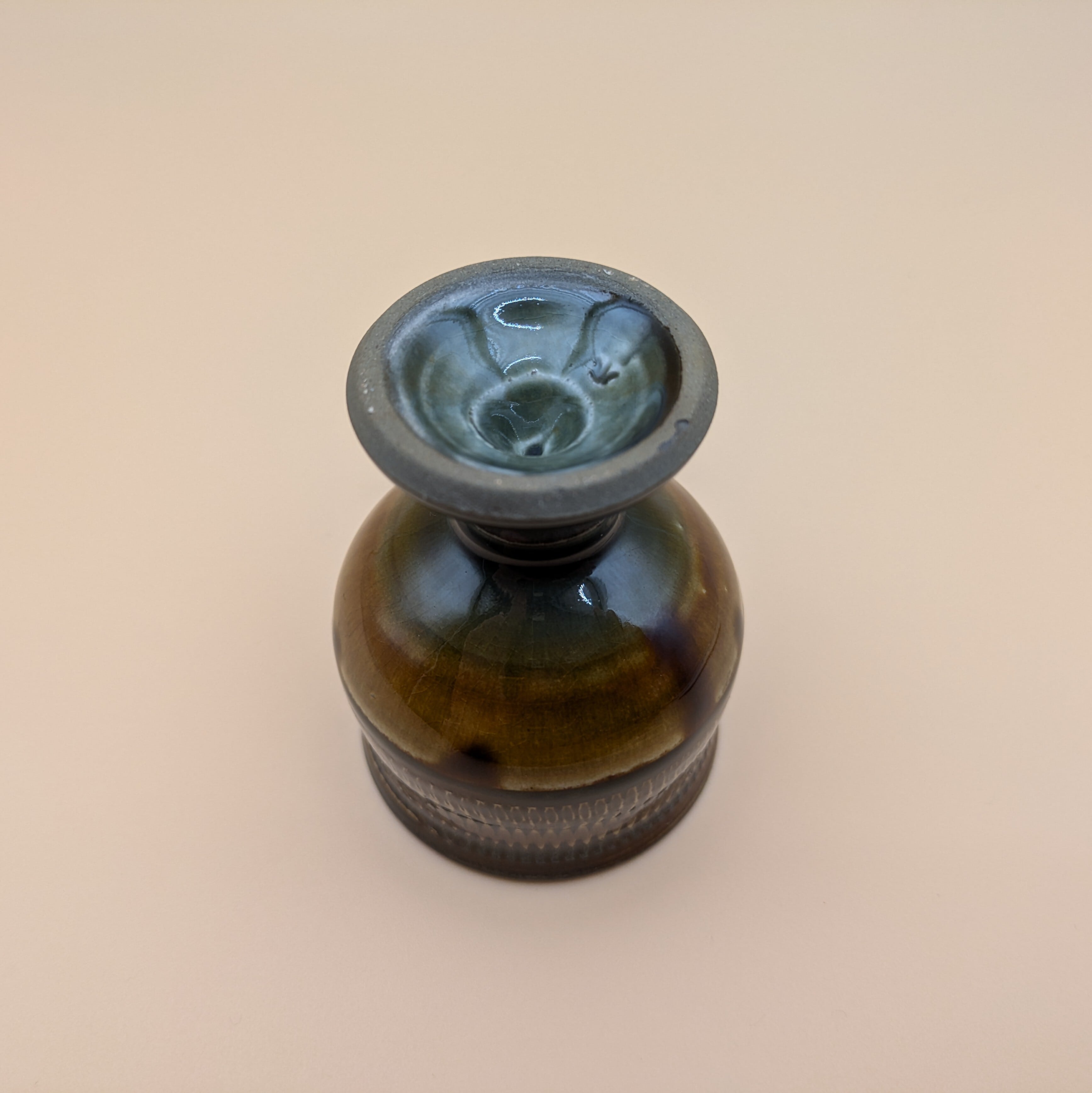 小鹿田焼】 一口杯 5.8cm （飴釉 緑釉 飛び鉋） 酒器 ぐい吞み