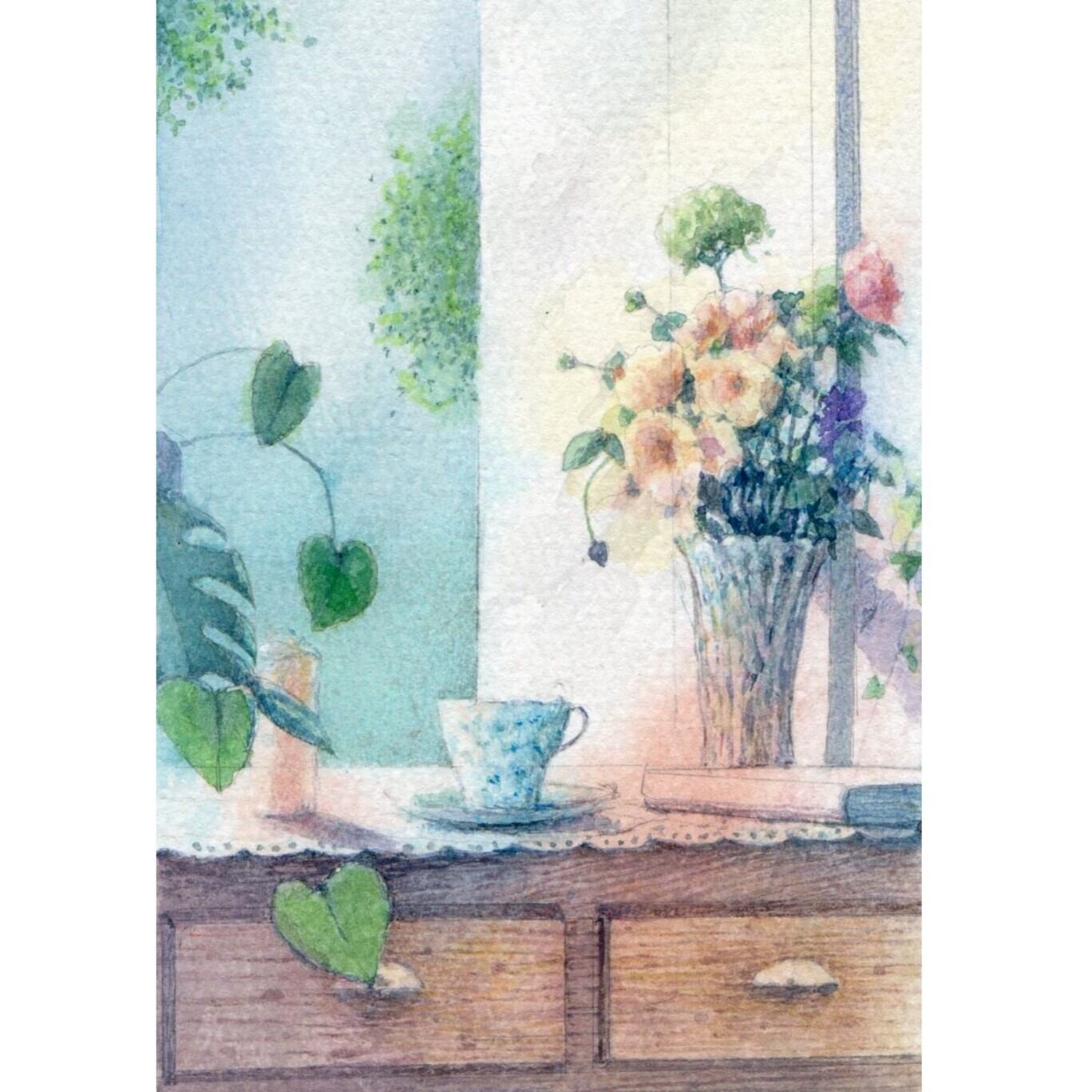 幸福の家 風景画 窓辺の光 | 福井良佑の水彩画 Store