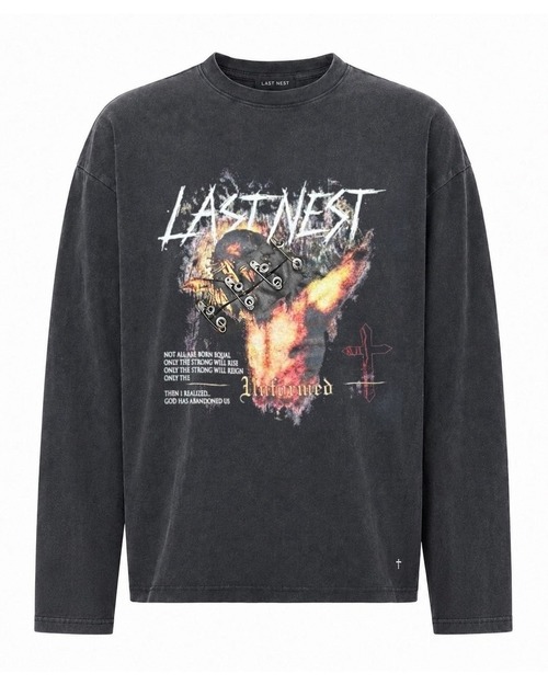 LAST NEST / god hate unformed washed LS t-shirts
