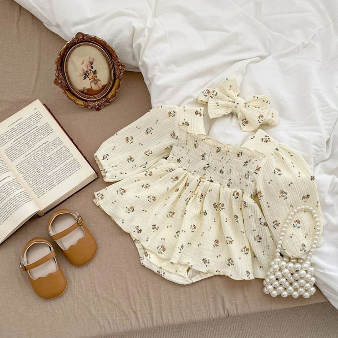 Fluffy cotton flower romper│ふんわりコットン フラワーロンパース