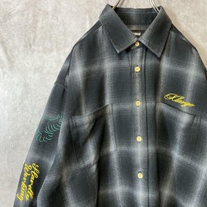 X-LARGE embroidery ombre check shirt size M 配送A