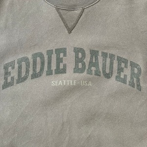 【Eddie Bauer】プリント スウェット トレーナー カーキ メンズM アメリカ古着