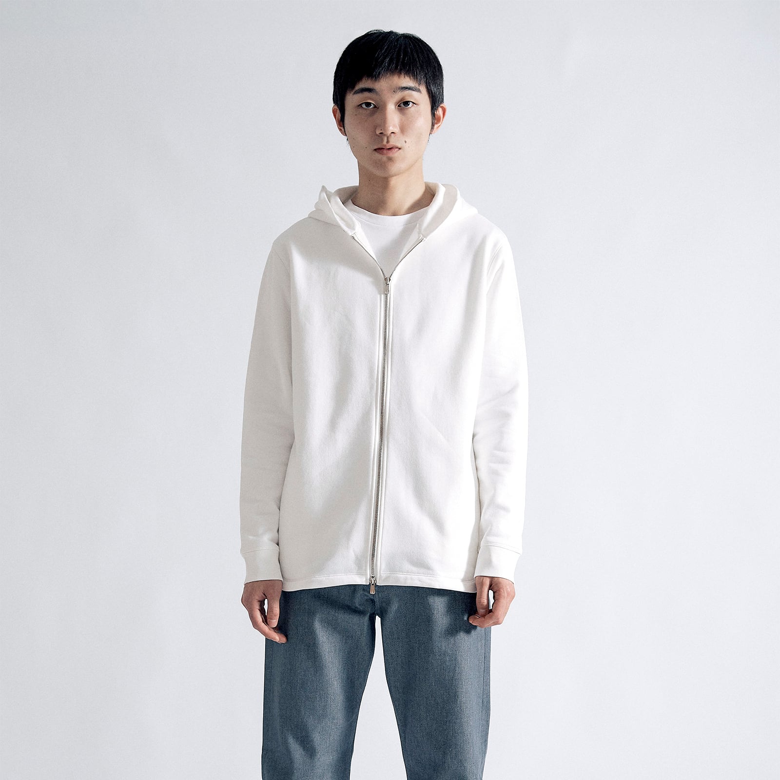 エアリードレスジップパーカー / Airy Dress Zip Hoodie #WHITE | STIR