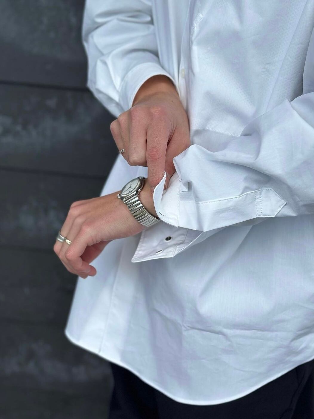 GOLDWIN【Oversized Band Collar Shirt】MN | LARGE LAB TOWN 