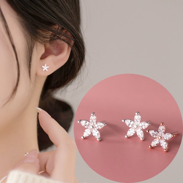 b-0325 ピアス フラワー 花 ローズ シンプル 軟骨 金属アレルギー 