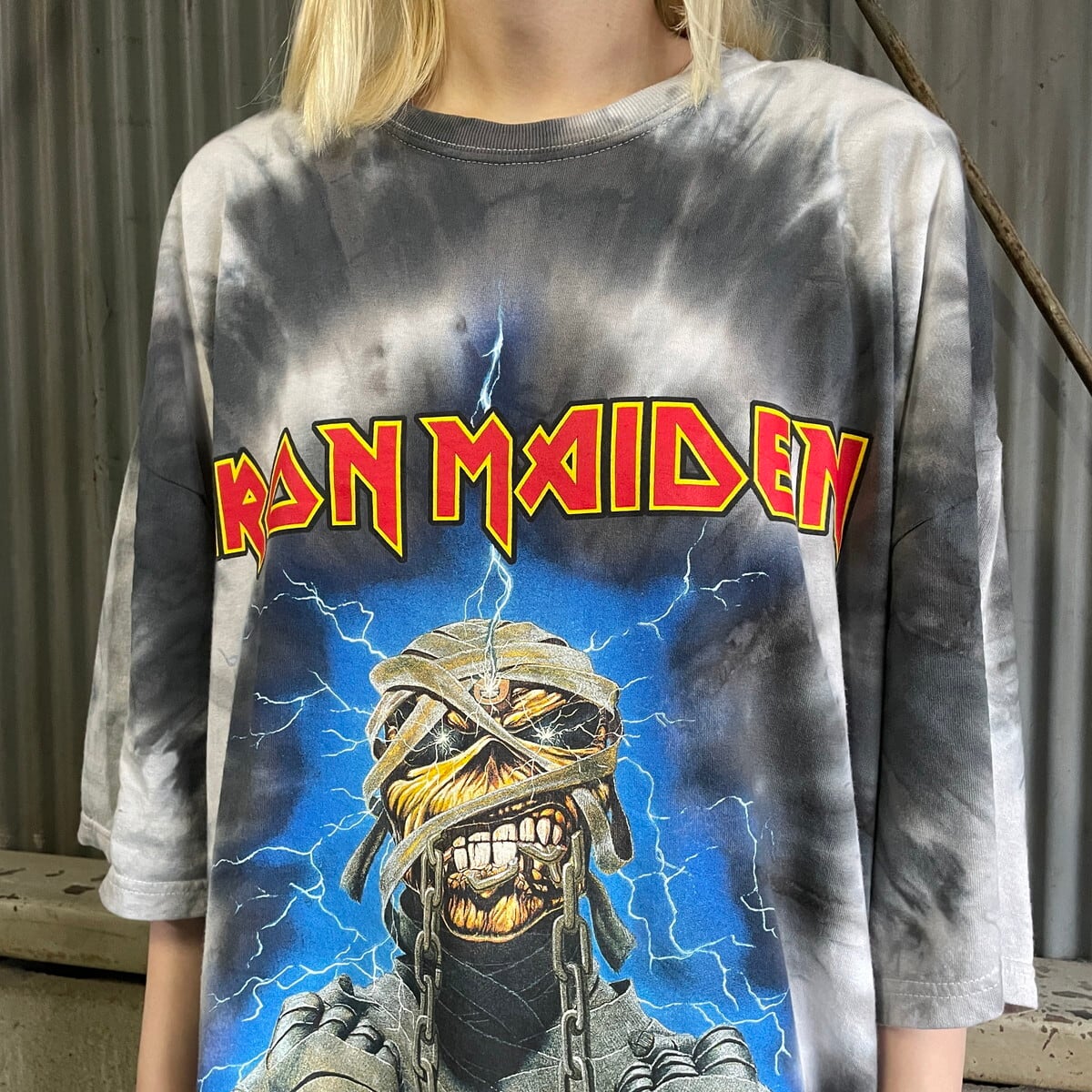 一点物 IRON MAIDEN アイアン・メイデン タイダイ染め Tシャツ IRON MAIDEN アイアンメイデン タイダイ染め バンドTシャツ メンズXL