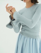 CLANE EMBELLISHED FRILL SLEEVE KNIT TOPS