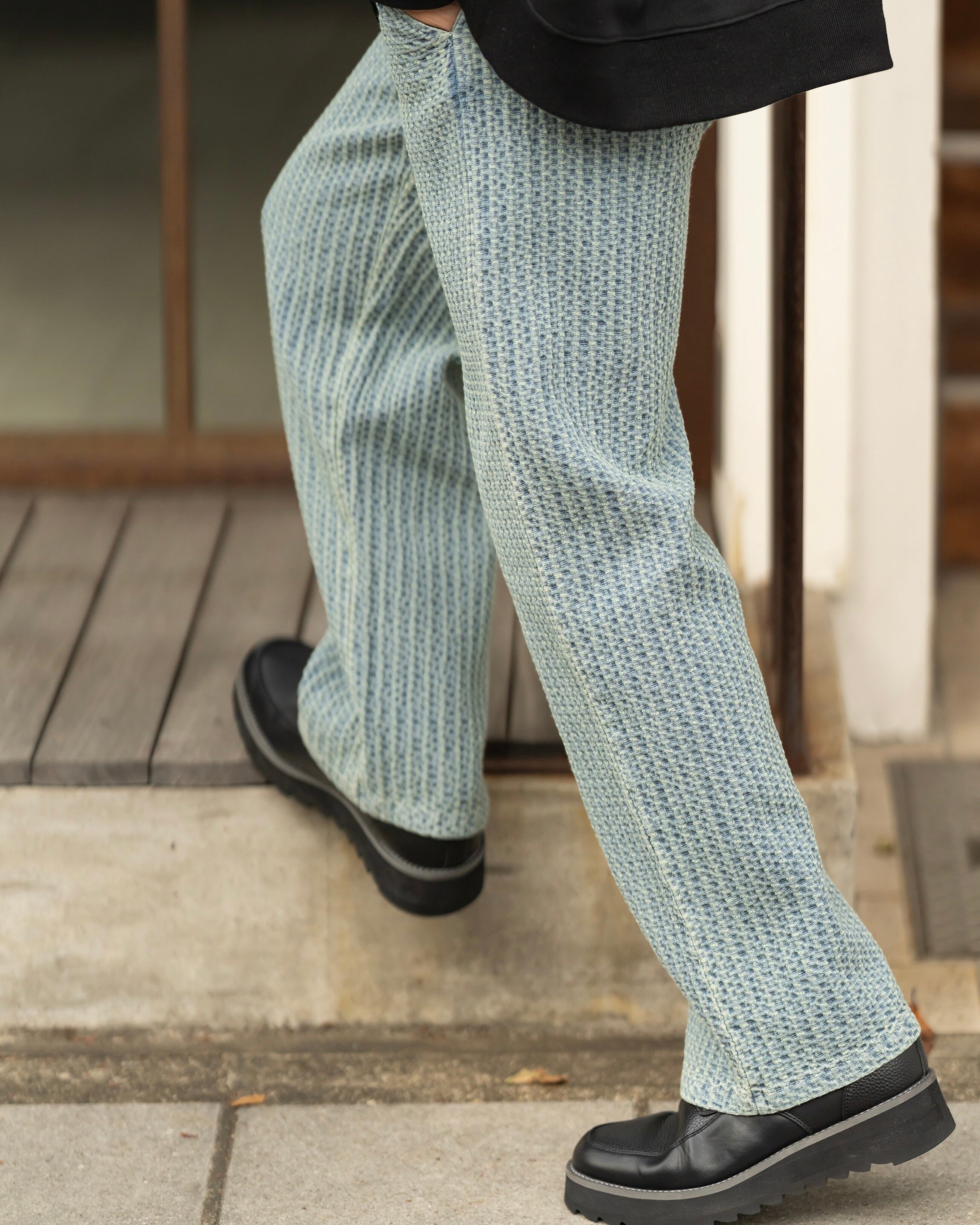 Accordion Jacquard Denim Straight Pants[2453amy-3 Accordion Jacquard Denim Straight Pants[2453amy-3