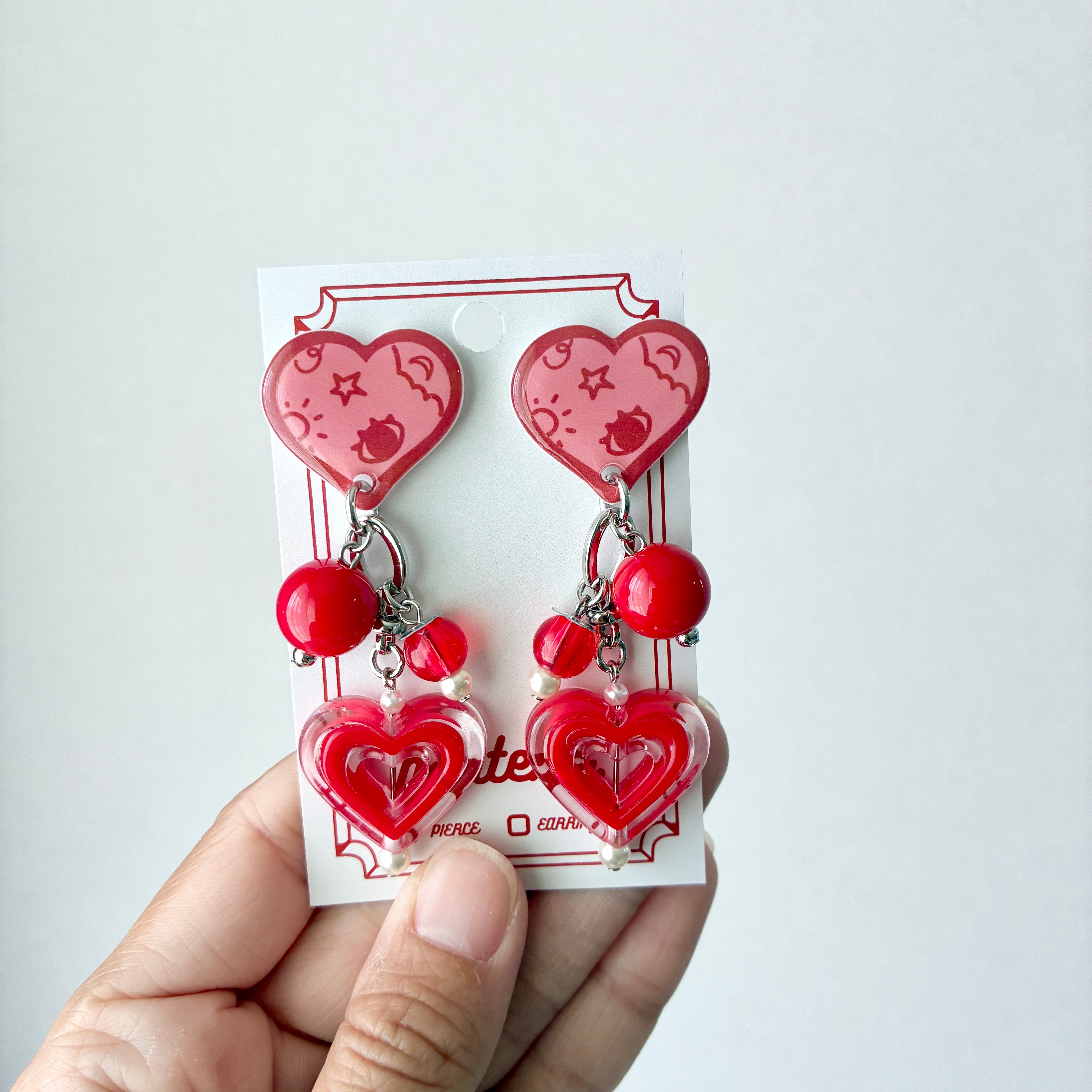 『lock heart』ピアス/イヤリング【レッド】