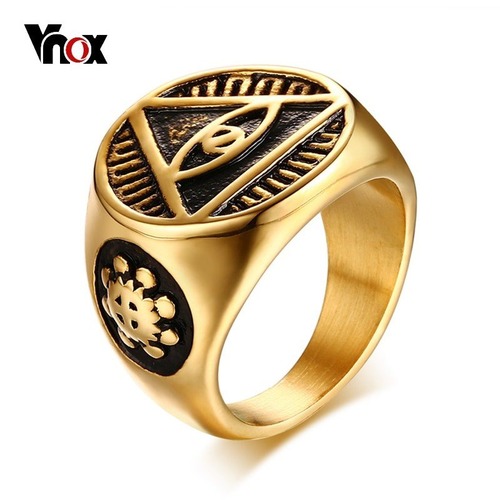 【送料無料】 メンズ リング 指輪 アンティーク トライアングル 眼 アイ イルミナティ ピラミッド ステンレス パンク 40000398