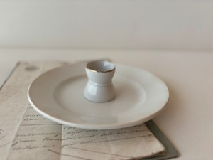 【G】フランスアンティーク　コクティエ　エッグカップ　エッグスタンド　白