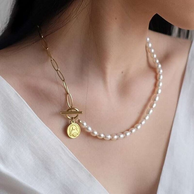 Pearl coin gold necklace　B-22060110