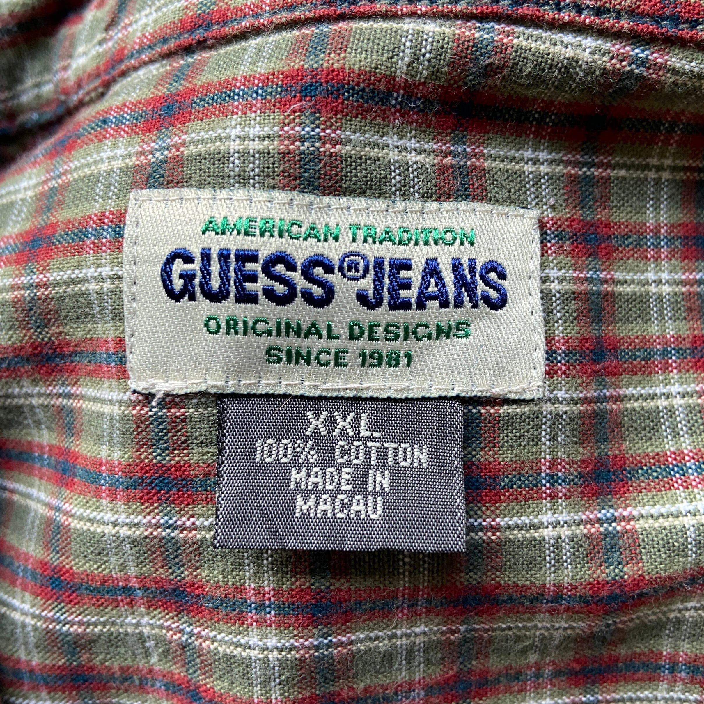 ビッグサイズ 90年代 GUESS JEANS ゲス チェックシャツ メンズ2XL 古着