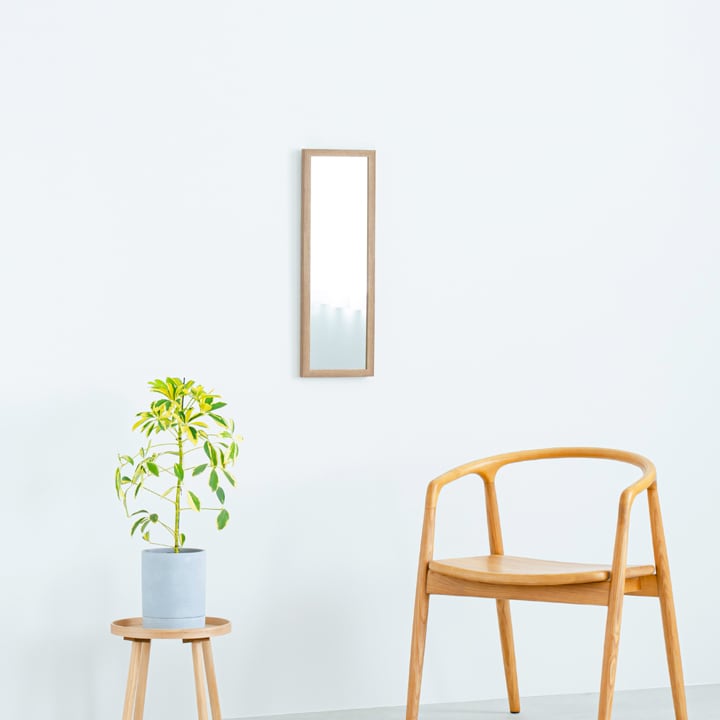 ウォールミラー deco60 木目調 北欧風 壁掛けミラー スリム 幅20cm