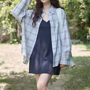 checked shirt camisole dress set