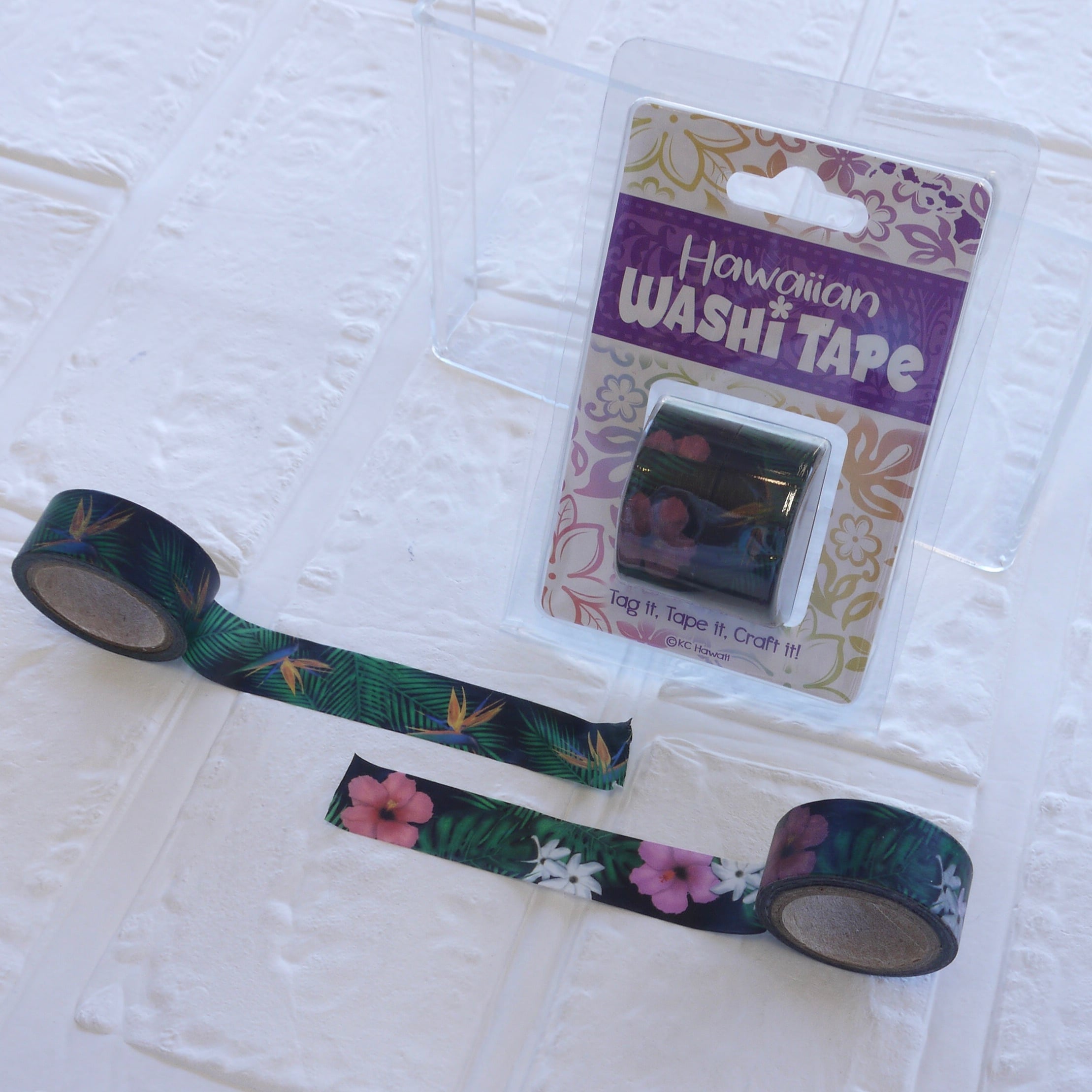 ☆ハワイ直輸入☆マスキングテープ/WASHI TAPE/ハイビスカス&ティアレ/バードオブパラダイス/マステ2個セット<ブラック>