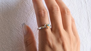 Orange copper heart turquoise ring /silver925》【受注製作】