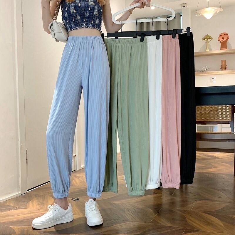 ホワイトカジュアルパンツ サマー薄手ハイウェストルーズ 夏物 1号婦人59118915060