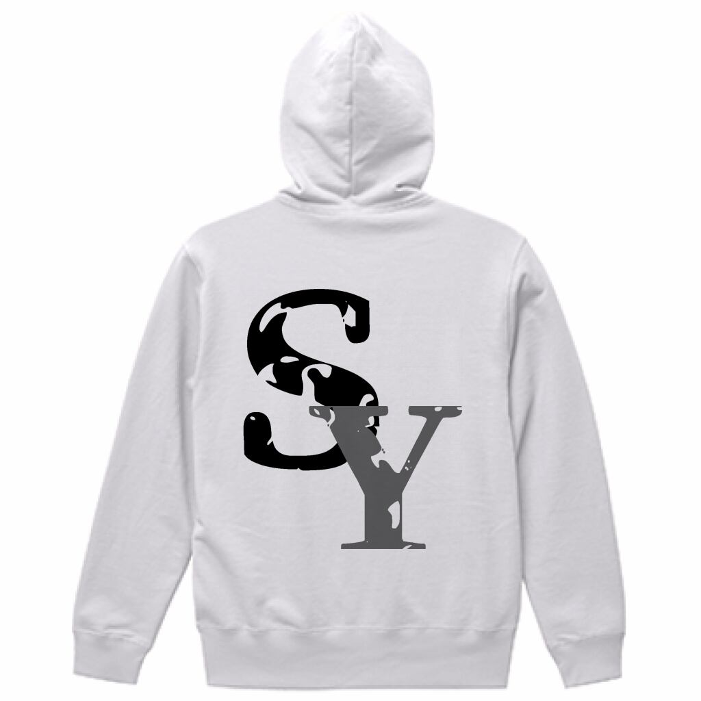 SYオリジナルパーカー バックプリント ホワイト 男女兼用