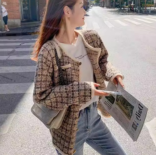 長袖ジャケット レディース アウター 羽織 ジャケット カーディガン ノーカラー フロントボタン きれいめ エレガント スタイリッシュ 大人っぽい カジュアル お出かけ おしゃれ ファッション 女性