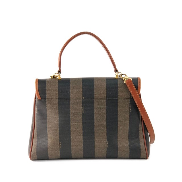 FENDI　フェンディ　ペカン柄　フロントロック　ケリー　2WAY　ショルダーバッグ　ハンドバッグ　ブラウン×ブラック　vintage　ヴィンテージ　オールド　up5zrh