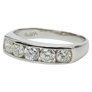 Pt900 プラチナ ダイヤ1.00ct 一文字リング リング 指輪 レディース 14号 【中古】
