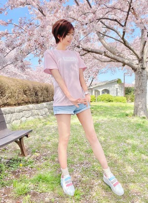 AKANESAS BOXロゴ ドライTシャツ SAKURA×WHITE