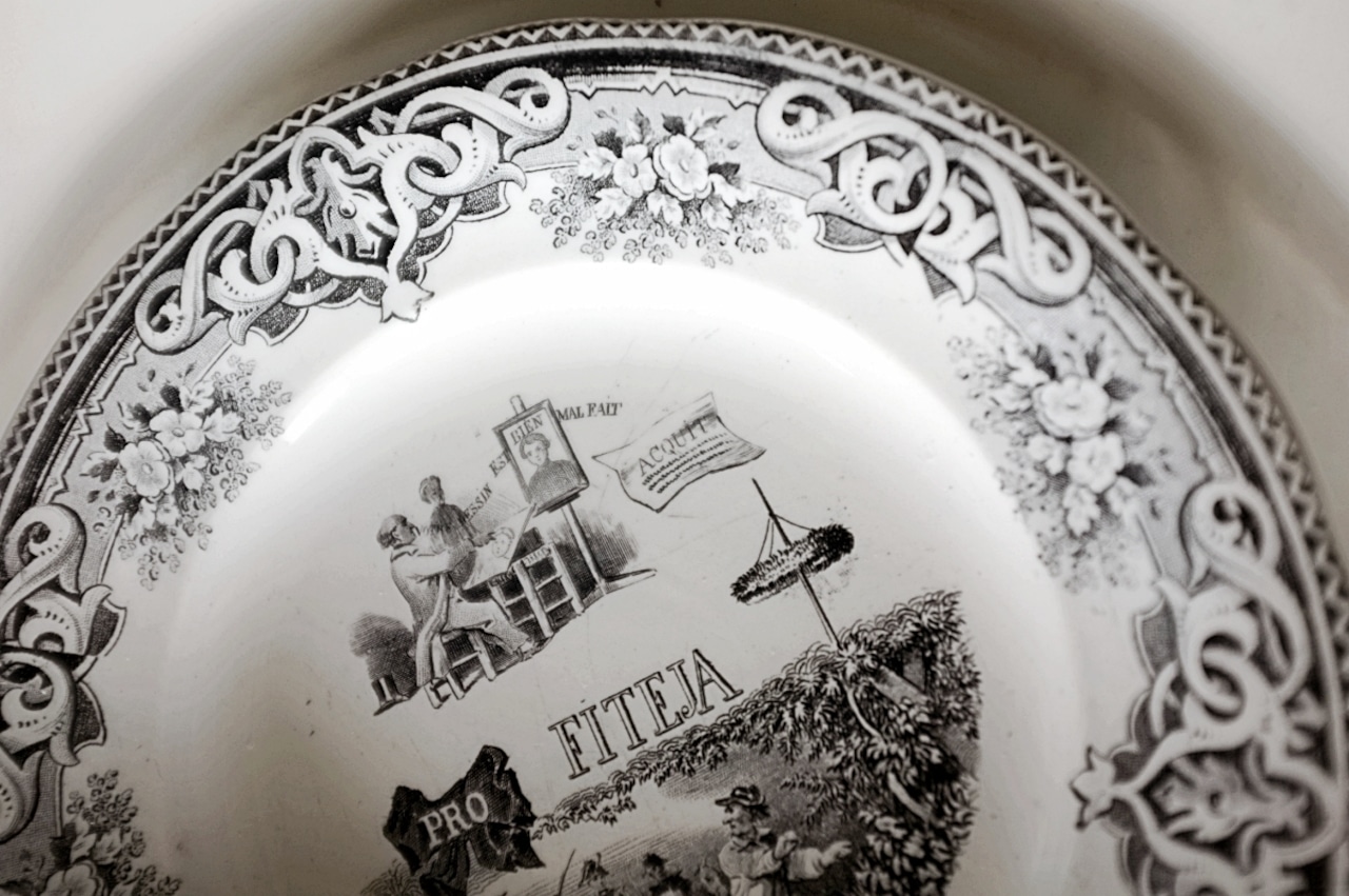 1860s Creil et Montereau Lebeuf Milliet et Cie 不可解ユートピア 謎のプレートc クレイユモントロー Rébus