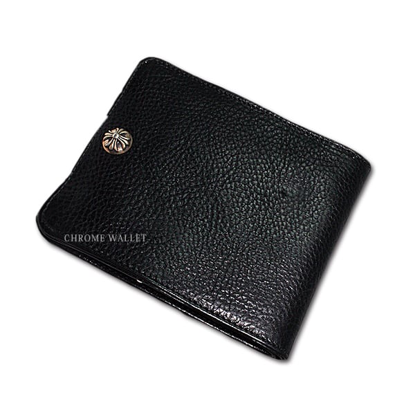 CHROME HEARTS クロムハーツ 1SNAP/1スナップ クロスボールボタンレザーウォレット財布 ブラック