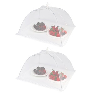 【在庫処分】食卓カバー DRERIO フードカバー 2本入り 32cm*32cm 食品カバー 正方形 洗える 通気性/折り畳み式/ぶら下げ式 食卓 蚊帳 卓上フードカバー フードカバー 小 キッチン用品 バーベキュー (白)